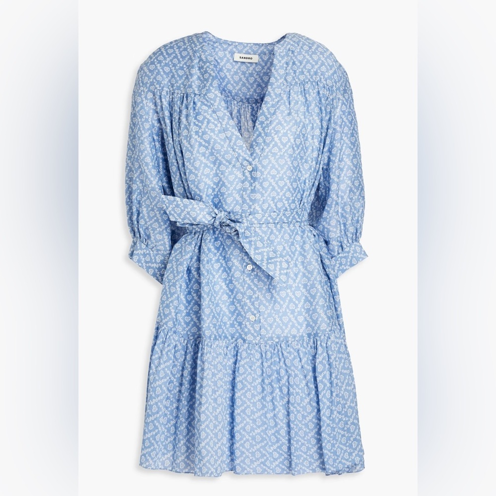 Sandro Blue Floral Patterned Women's Dress